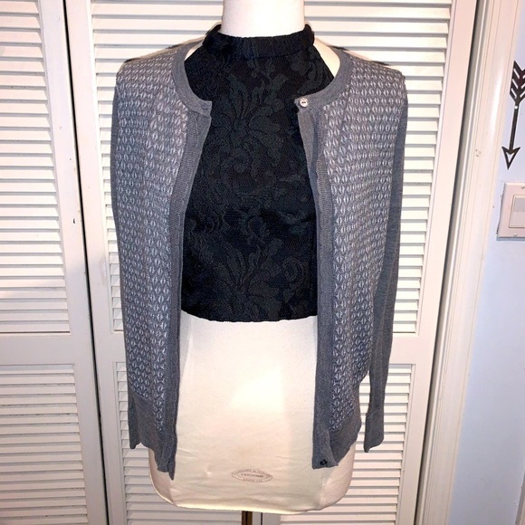 Loft Gray Wool Blend Women’s Cardigan Sweater Medium - Picture 1 of 6